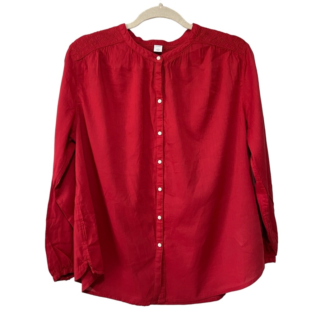 Old Navy Long Sleeve Women Button Down Red Shirt Size XL NWT